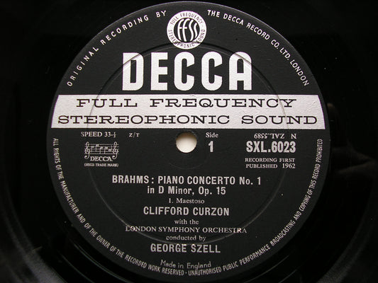 SXL 6023 BRAHMS: PIANO CONCERTO No. 1 CURZON / LONDON SYMPHONY / SZELL ED1