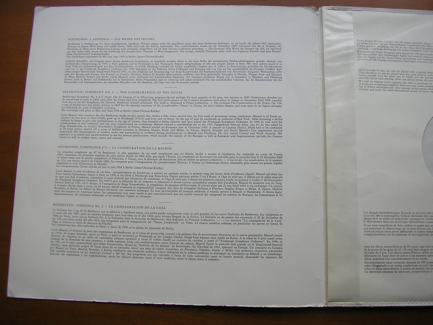 BEETHOVEN: SYMPHONY No. 5 / OVERTURE Consecration of the House     MAAZEL / BERLIN PHILHARMONIC    138 008