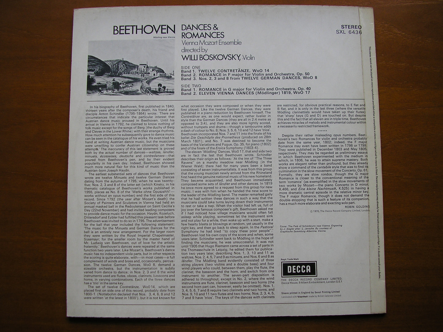 SXL 6436 BEETHOVEN: DANCES & ROMANCES BOSKOVSKY / VIENNA MOZART ENSEMBLE ED3