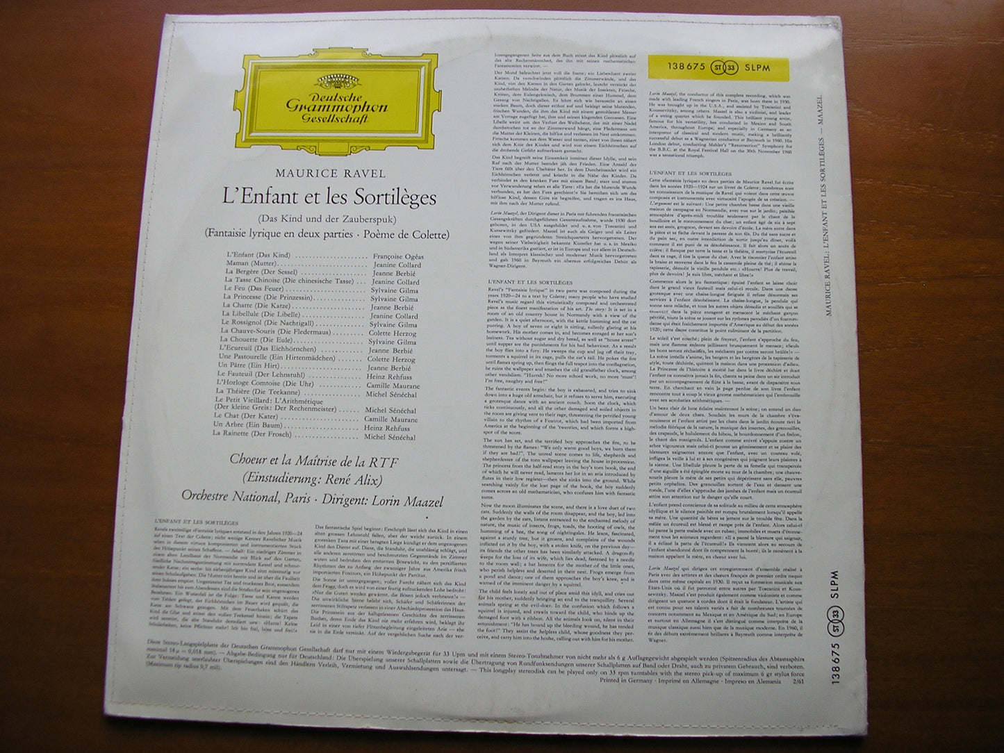 RAVEL: L'ENFANT ET LES SORTILEGES SOLOISTS / FRENCH NATIONAL ORCHESTRA / MAAZEL 138 675