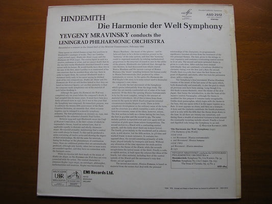 HINDEMITH: HARMONIE DER WELT SYMPHONY  YEVGENY MRAVINSKY / LENINGRAD PHILHARMONIC  ASD 2912