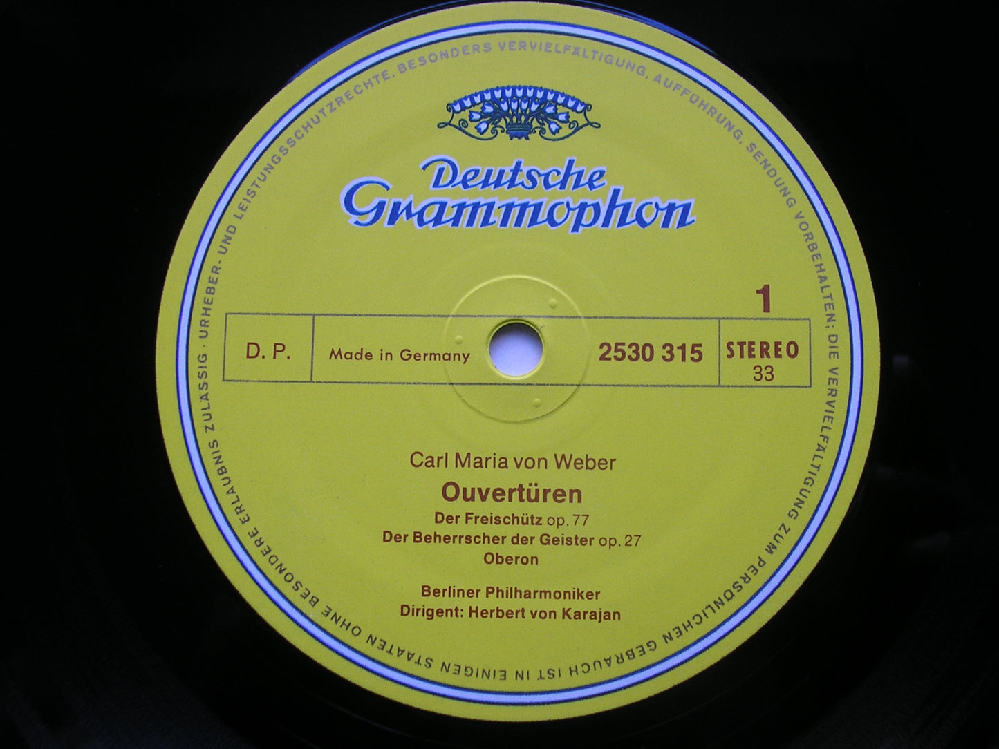 WEBER: SIX OVERTURES KARAJAN / BERLIN PHILHARMONIC ORCHESTRA 2530 315