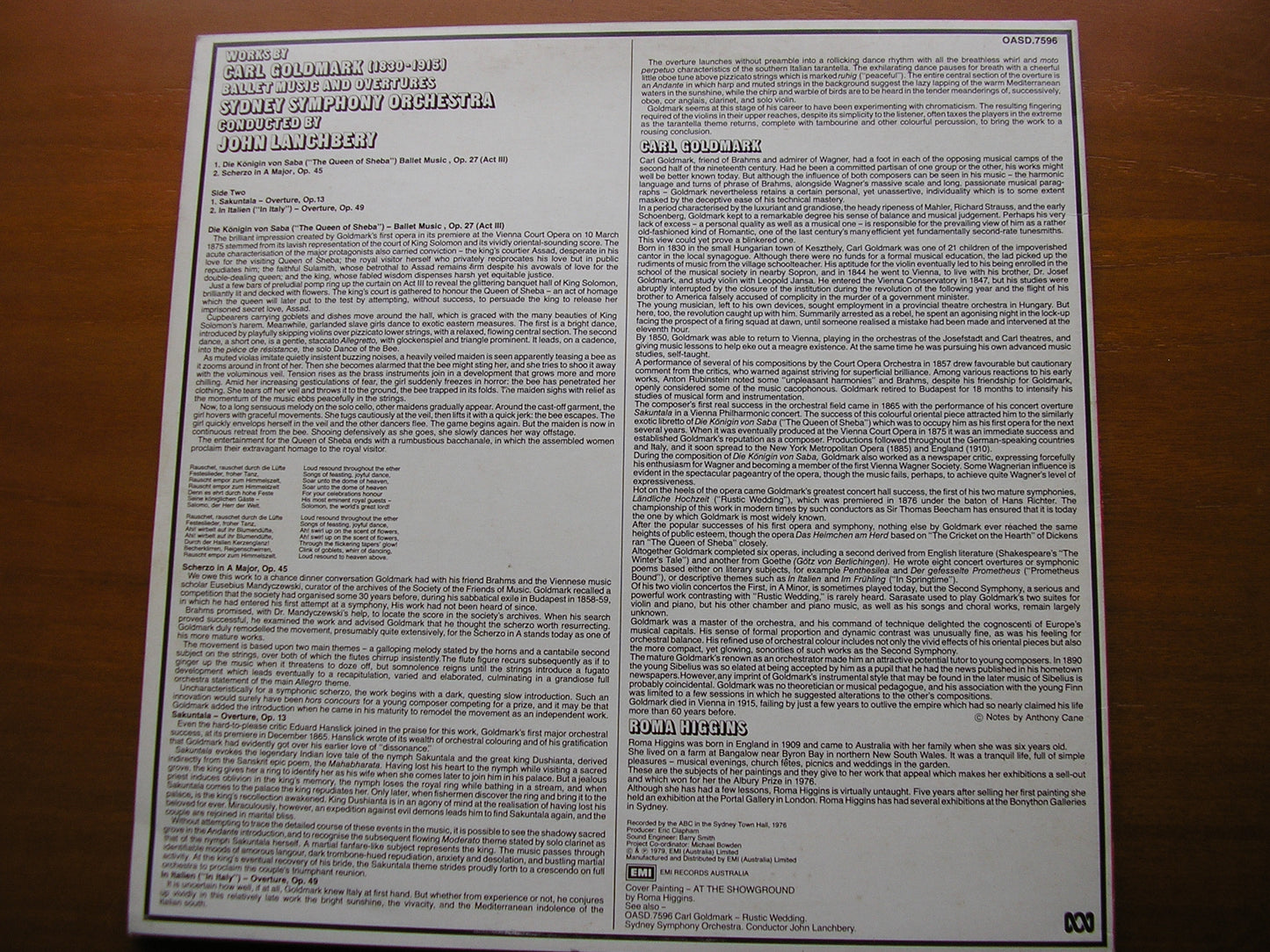 GOLDMARK: OVERTURES & BALLET MUSIC      LANCHBERY / SYDNEY SYMPHONY ORCHESTRA     OASD 7596