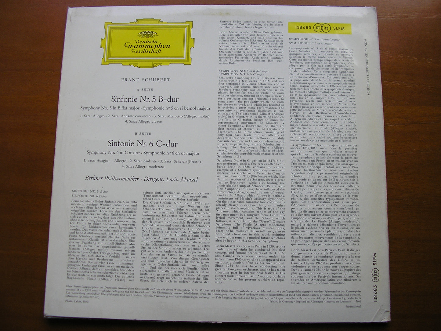 SCHUBERT: SYMPHONIES Nos. 5 & 6 MAAZEL / BERLIN PHILHARMONIC 138 685