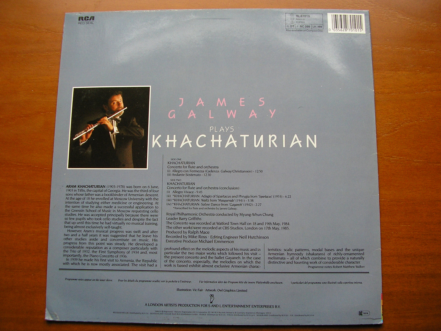 KHACHATURIAN: FLUTE CONCERTO / MUSIC FROM SPARTACUS / GAYANEH / MASQUERADE GALWAY / ROYAL PHILHARMONIC / WHUN CHUNG RL87010&