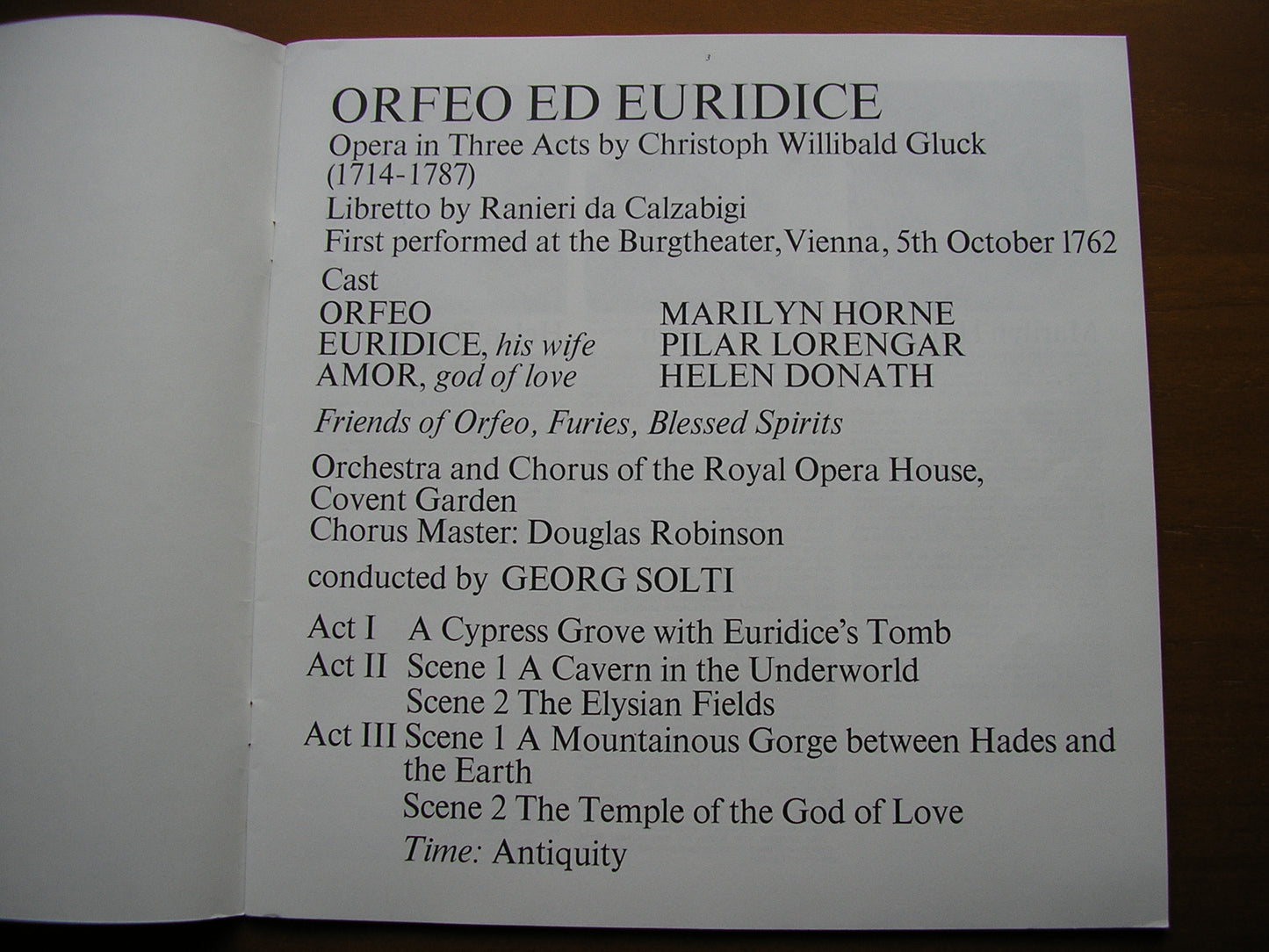 GLUCK: ORFEO (1762) HORNE / LORENGAR / DONATH / OROHCG / SOLTI 2LP SET 443/4