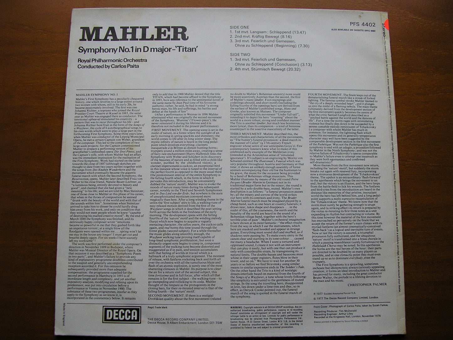 MAHLER: SYMPHONY No. 1 PAITA / ROYAL PHILHARMONIC PFS 4402