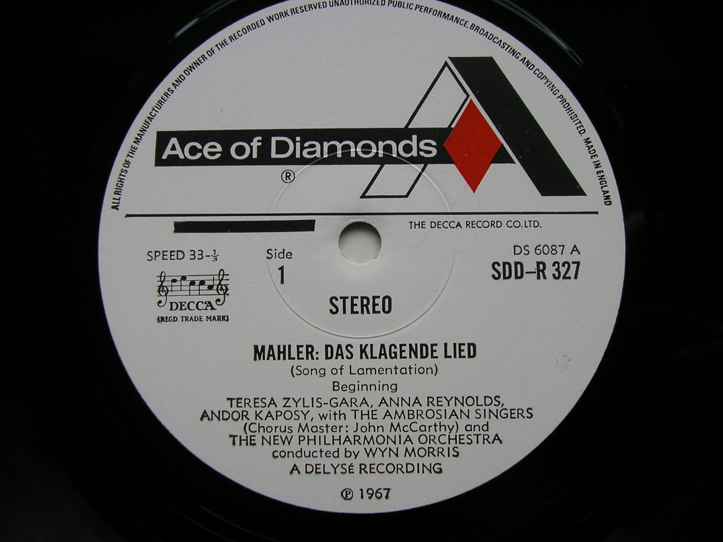 MAHLER: DAS KLAGENDE LIED     SOLOISTS / NEW PHILHARMONIA / MORRIS     SDD-R 327