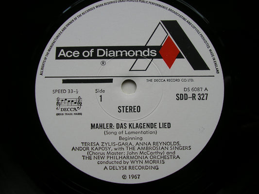 MAHLER: DAS KLAGENDE LIED     SOLOISTS / NEW PHILHARMONIA / MORRIS     SDD-R 327
