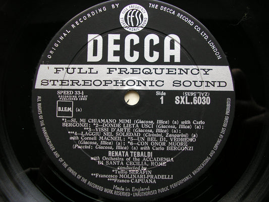 SXL 6030 THE BEST OF TEBALDI: OPERA ARIAS RENATA TEBALDI / SERAFIN / MOLINARI-PRADELLI / CAPUANA ED1