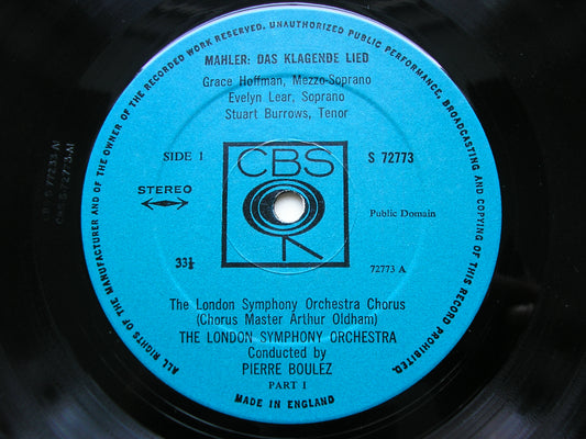 MAHLER: DAS KLAGENDE LIED      SOLOISTS / LONDON SYMPHONY / BOULEZ     72773