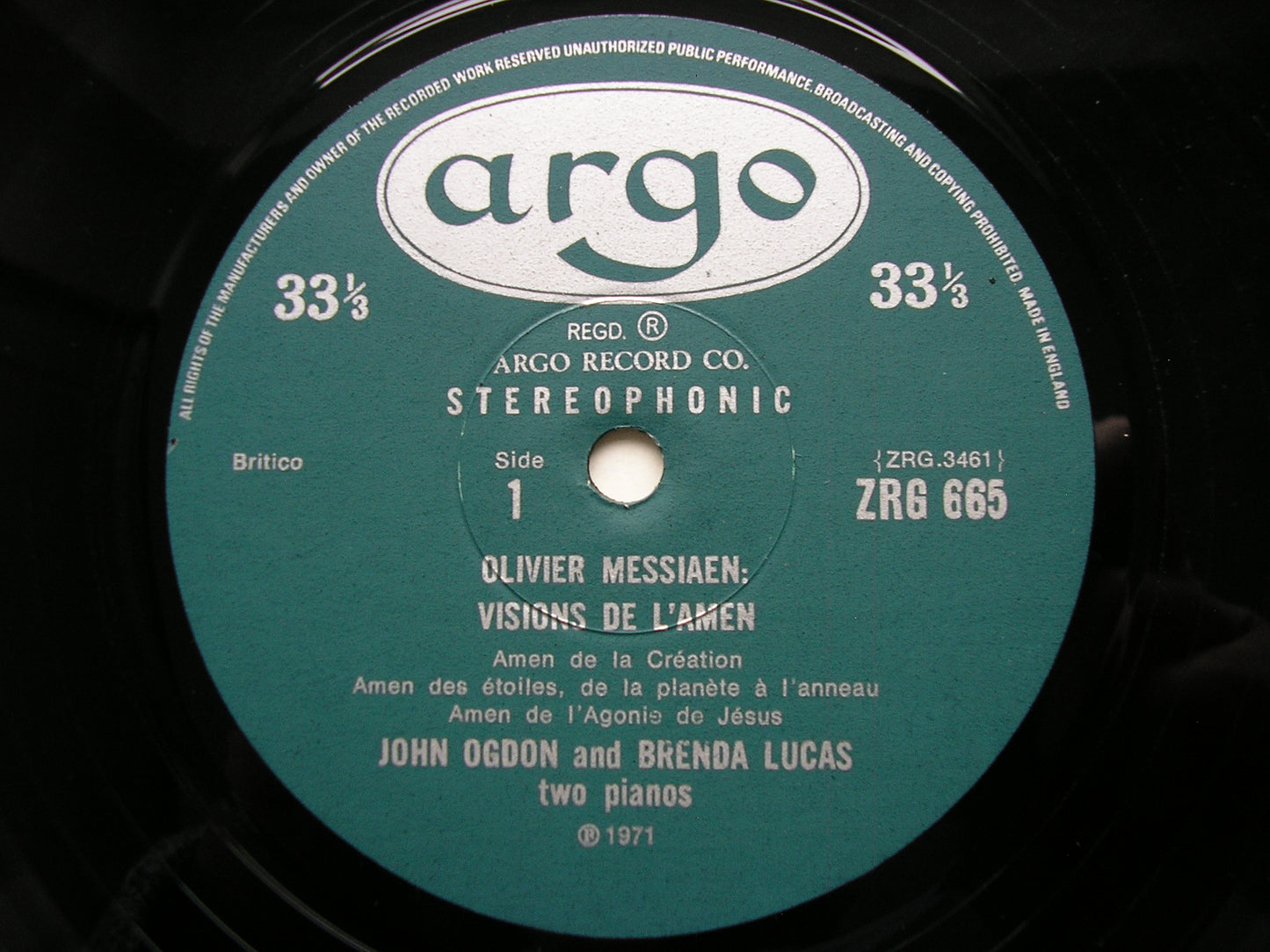 MESSIAEN: VISIONS DE L'AMEN JOHN OGDON / BRENDA LUCAS ZRG 665