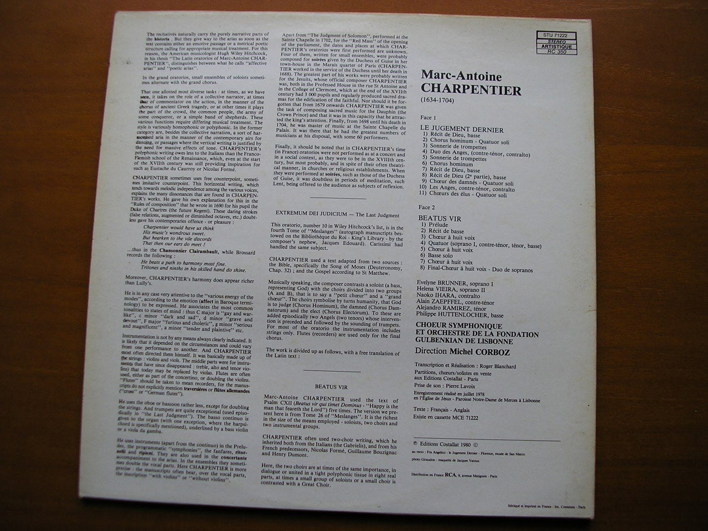 CHARPENTIER: LE JUGEMENT DERNIER / BEATUS VIR SOLOISTS / GULBENKIAN ORCHESTRA OF LISBON / CORBOZ STU 71222
