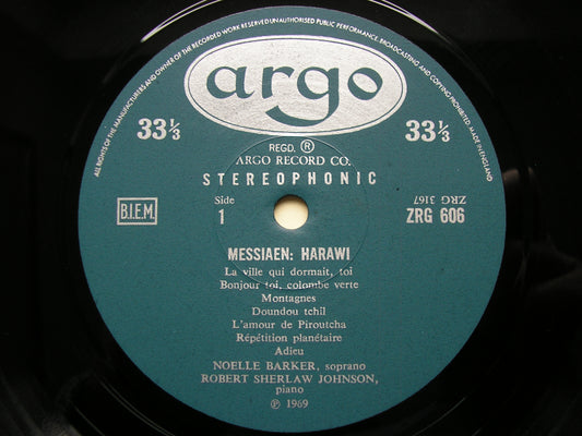 MESSIAEN: HARAWI       NOELLE BARKER / ROBERT SHERLAW JOHNSON      ZRG 606