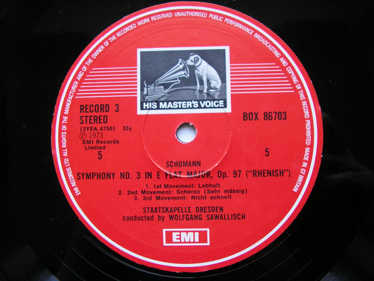 SCHUMANN: THE FOUR SYMPHONIES    SAWALLISCH / DRESDEN STATE ORCHESTRA      3LP    SLS 867