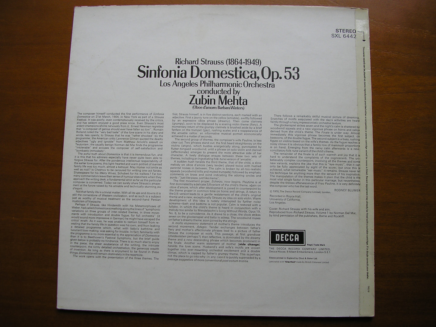 SXL 6442 STRAUSS: SINFONIA DOMESTICA MEHTA / LOS ANGELES PHILHARMONIC ED4