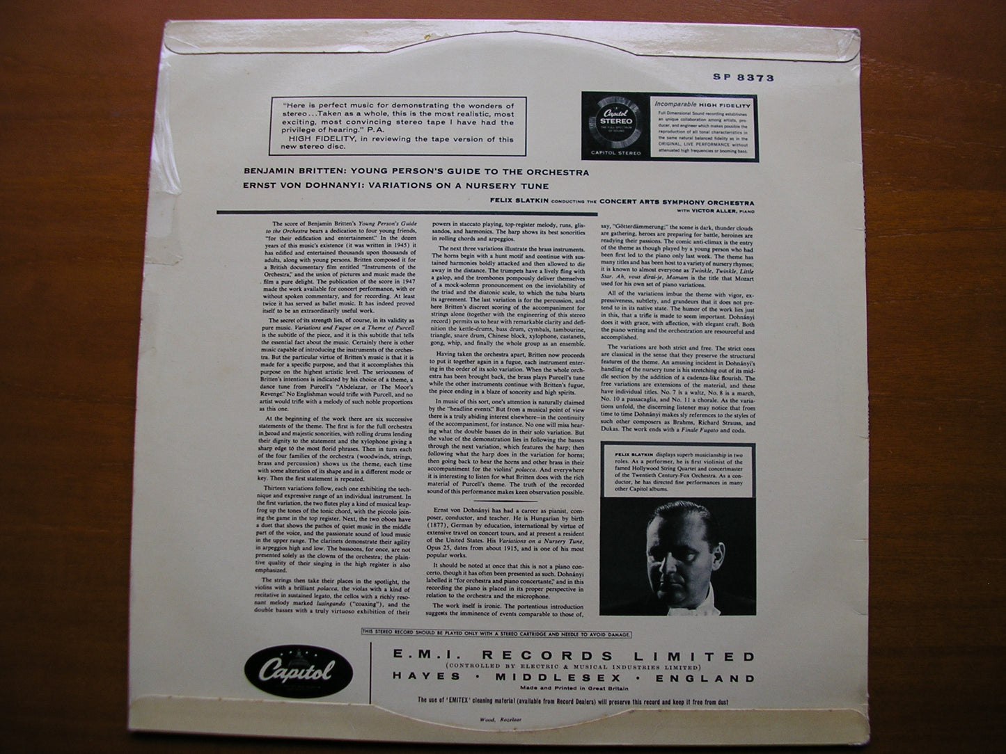 BRITTEN: YOUNG PERSON'S GUIDE TO THE ORCHESTRA / DOHNANYI: VARIATION ON A NURSERY THEME / CONCERT ARTS / SLATKIN SP 8373