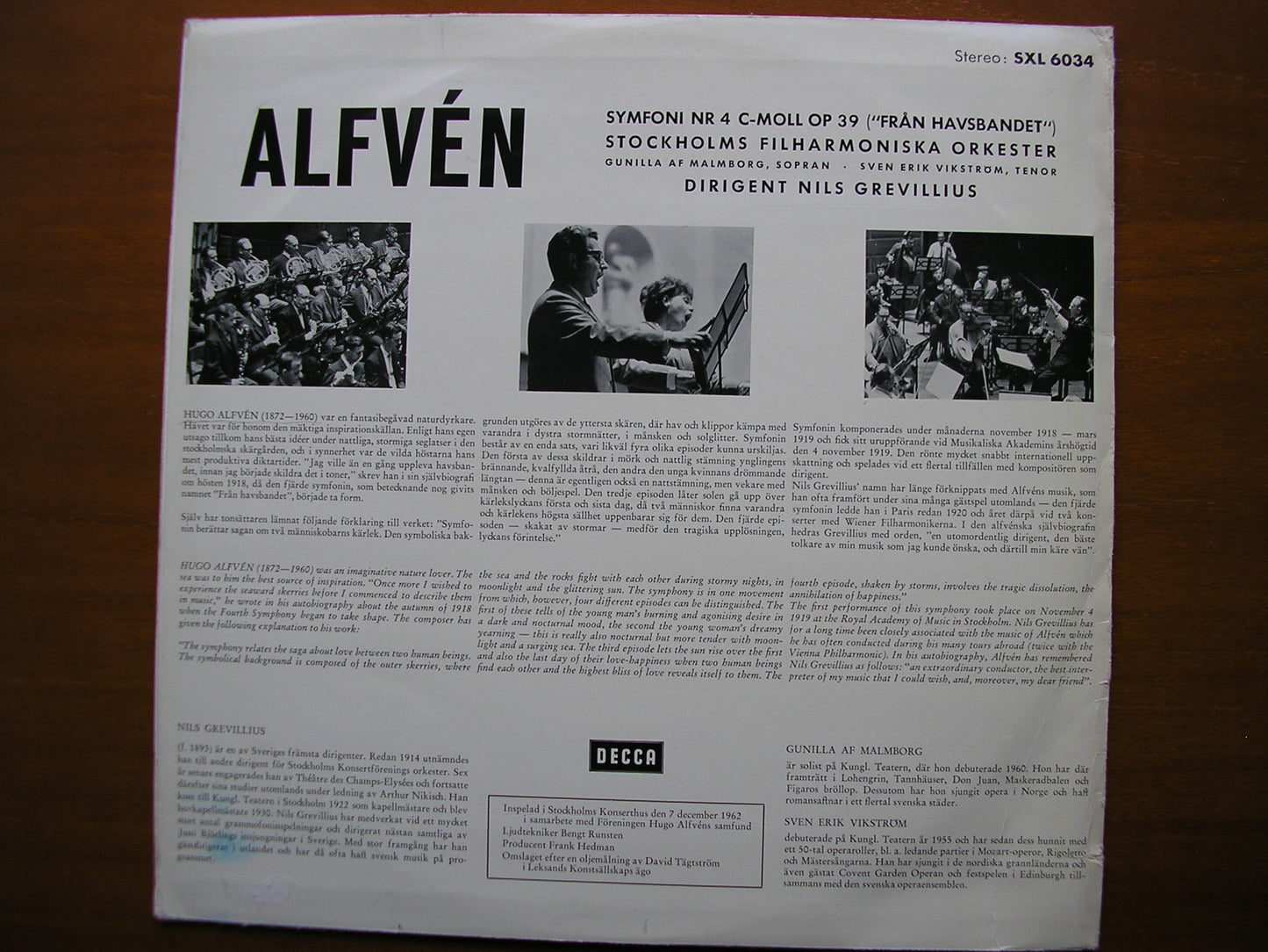 SXL 6034 ALFVEN: SYMPHONY No. 4 MALMBORG / VIKSTROM / STOCKHOLM PHILHARMONIC / GREVILLIUS ED1
