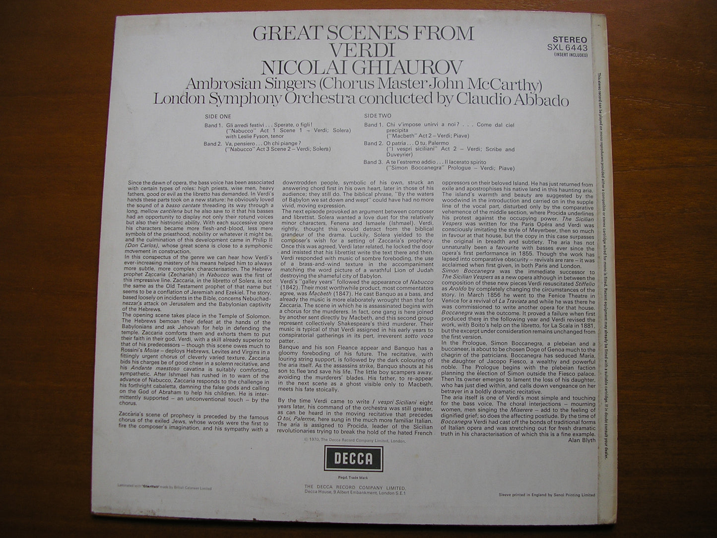 SXL 6443 GREAT SCENES FROM VERDI NICOLAI GHIAUROV / LONDON SYMPHONY / ABBADO ED4