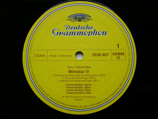 TAKEMITSU: MINIATUR II    URSULA & HEINZ HOLLIGER / AURELE NICOLET / TADAMARO OHNO / BASLE ENSEMBLE /  WYTTENBACH     2530 407