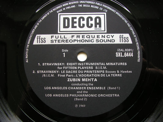 SXL 6444 STRAVINSKY: THE RITE OF SPRING / 8 INSTRUMENTAL MINIATURES MEHTA / LOS ANGELES PHILHARMONIC ED4