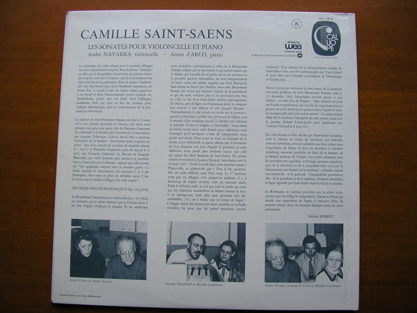 SAINT-SAENS: THE TWO SONATAS FOR CELLO & PIANO NAVARRA / d'ARCO CAL 1818