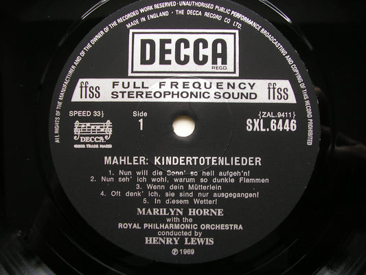 SXL 6446 MAHLER: KINDERTOTENLIEDER / WAGNER: WESENDONK LIEDER HORNE / ROYAL PHILHARMONIC / LEWIS ED4