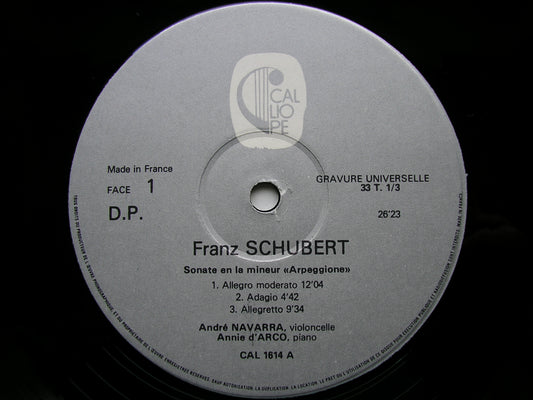 SCHUBERT: ARPEGGIONE SONATA / SCHUMANN: ADAGIO & ALLEGRO Op. 70 / FIVE PIECES Op. 102 NAVARRA / d'ARCO CAL 1614