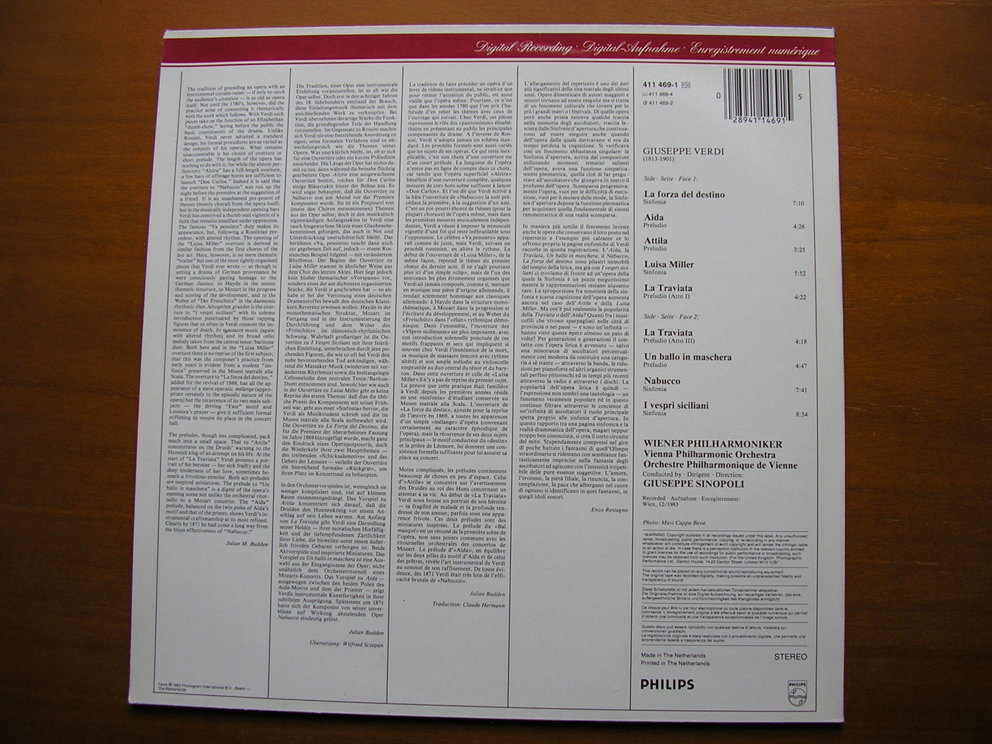 VERDI: OVERTURES SINOPOLI / VIENNA PHILHARMONIC 411 469