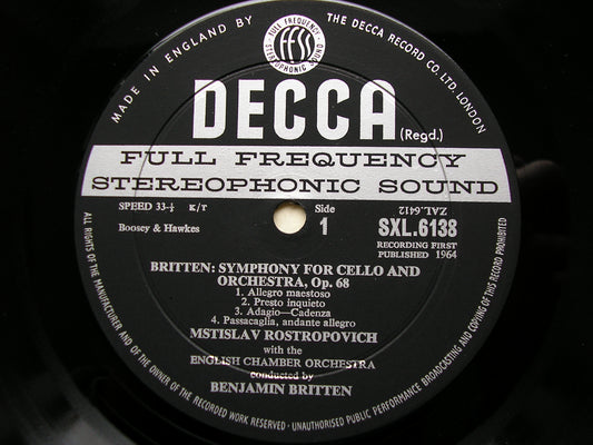 BRITTEN: THE SUITES FOR CELLO MSTISLAV ROSTROPOVICH SXL 6393