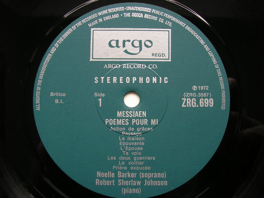 MESSIAEN: POEMES POUR MI / CHANTS DE TERRE ET DE CIEL      NOELLE BARKER / ROBERT SHERLAW JOHNSON      ZRG 699