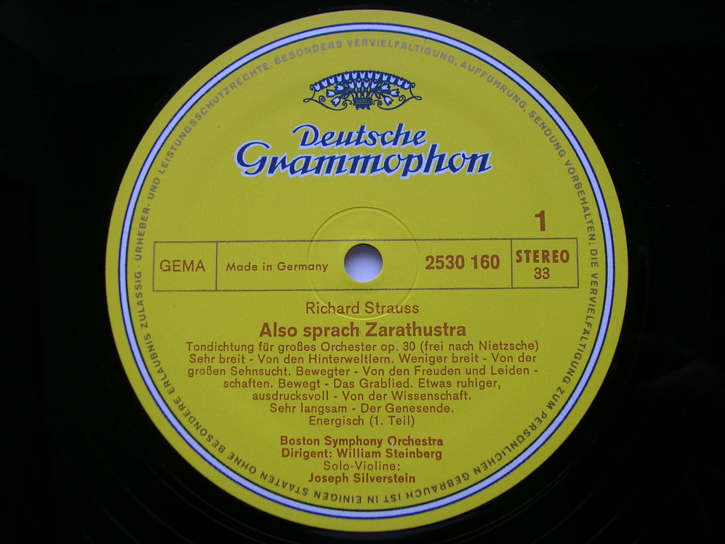 STRAUSS: ALSO SPRACH ZARATHUSTRA STEINBERG / BOSTON SYMPHONY 2530 160