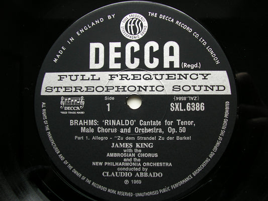 BRAHMS: RINALDO / SONG OF DESTINY JAMES KING / NEW PHILHARMONIA / ABBADO ED3