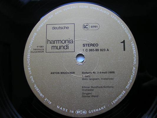 BRUCKNER: SYMPHONY No. 3       WAND / COLOGNE RADIO ORCHESTRA    065 99 923