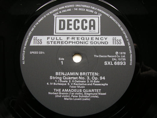 BRITTEN: STRING QUARTETS Nos.2 & 3 AMADEUS STRING QUARTET SXL 6893