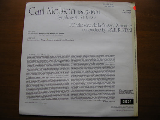 NIELSEN: SYMPHONY No. 5 KLETZKI / SUISSE ROMANDE test pressing SXL 6491
