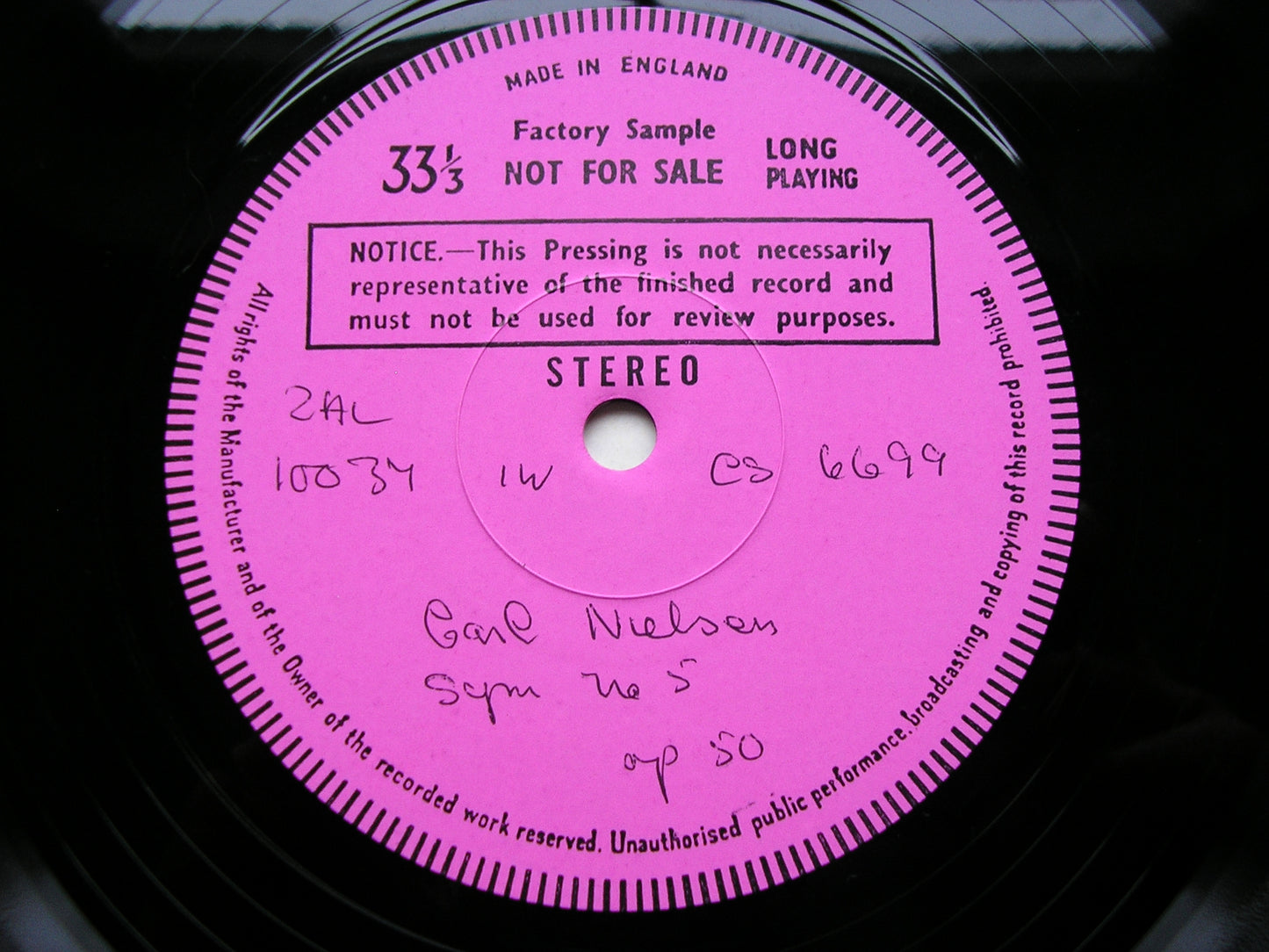 NIELSEN: SYMPHONY No. 5 KLETZKI / SUISSE ROMANDE test pressing SXL 6491