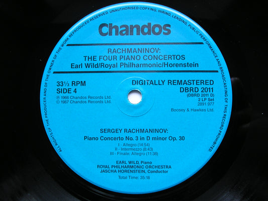 RACHMANINOV: THE FOUR PIANO CONCERTOS / RHAPSODY WILD / ROYAL PHILHARMONIC / HORENSTEIN 2LP DBRD 2011