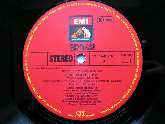 GLUCK: ORFEO ED EURIDICE (1762) BALTSA / MARSHALL / GRUBEROVA / PHILHARMONIA / MUTI 2LP SLS 5255