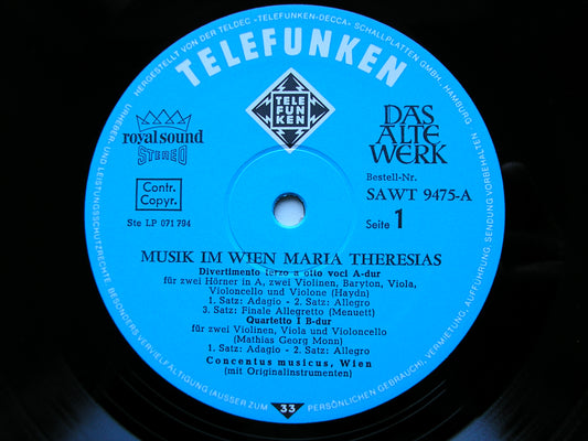 MUSIK IM MARIA THERESIAS VIENNA: MONN / HAYDN / GASSMANN / WAGENSEIL CONCENTUS MUSICUS WIEN / HARNONCOURT SAWT 9475