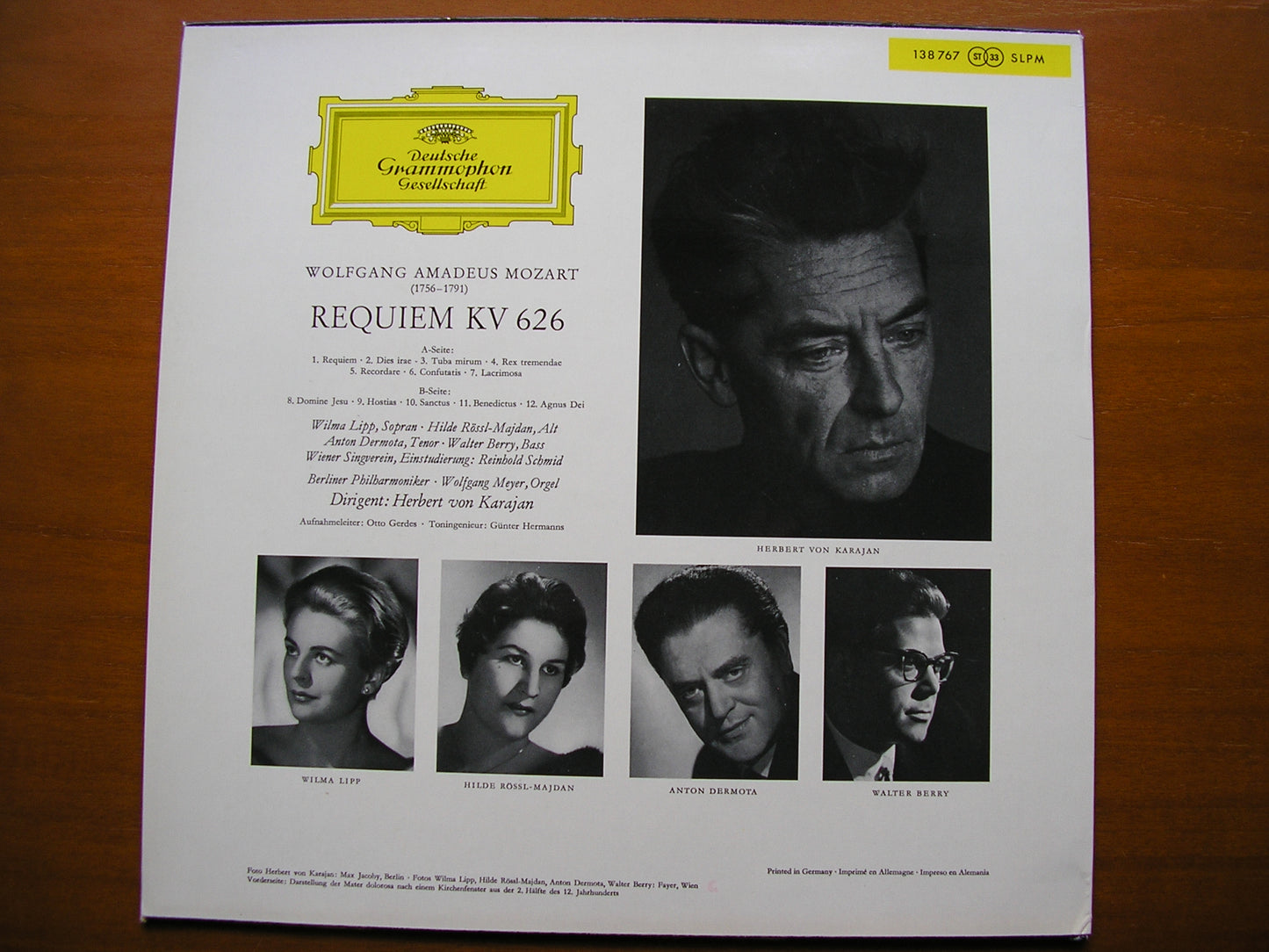 MOZART: REQUIEM SOLOISTS / BERLIN PHILHARMONIC / KARAJAN 138 767