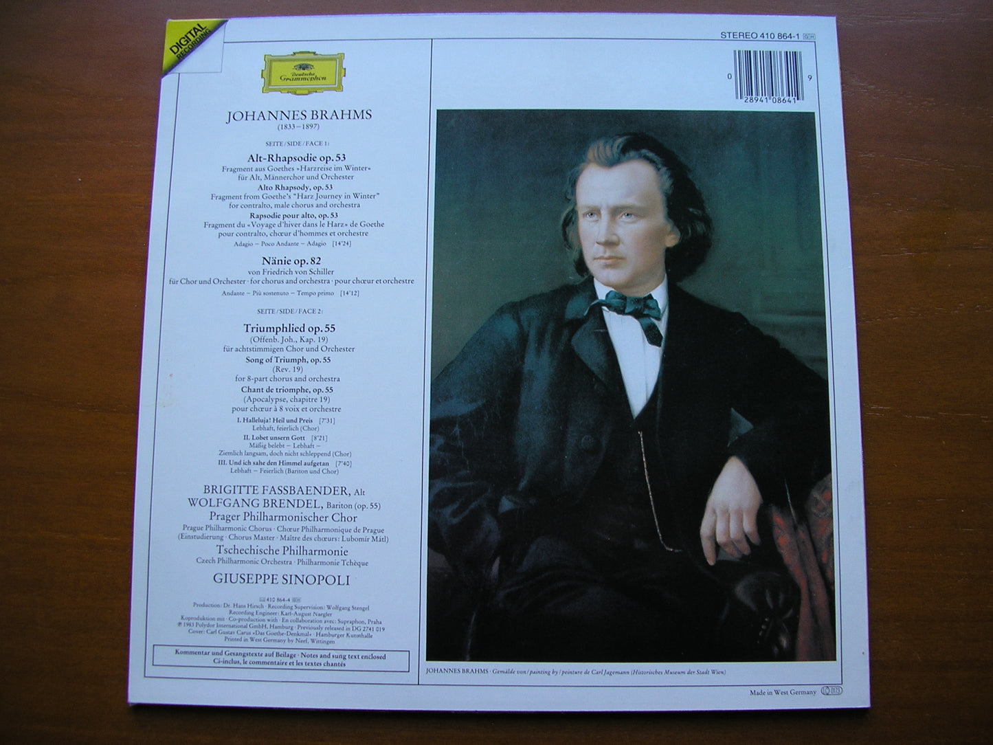 BRAHMS: ALTO RHAPSODIE / NANIE / TRIUMPHLIED SOLOISTS / CZECH PHILHARMONIC / SINOPOLI 410 864