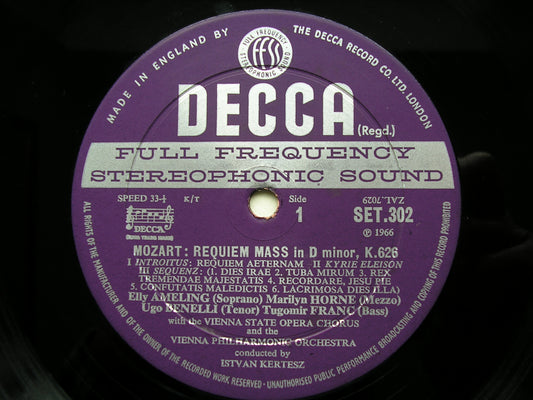 MOZART: REQUIEM SOLOISTS / VIENNA PHILHARMONIC / KERTESZ SET 302