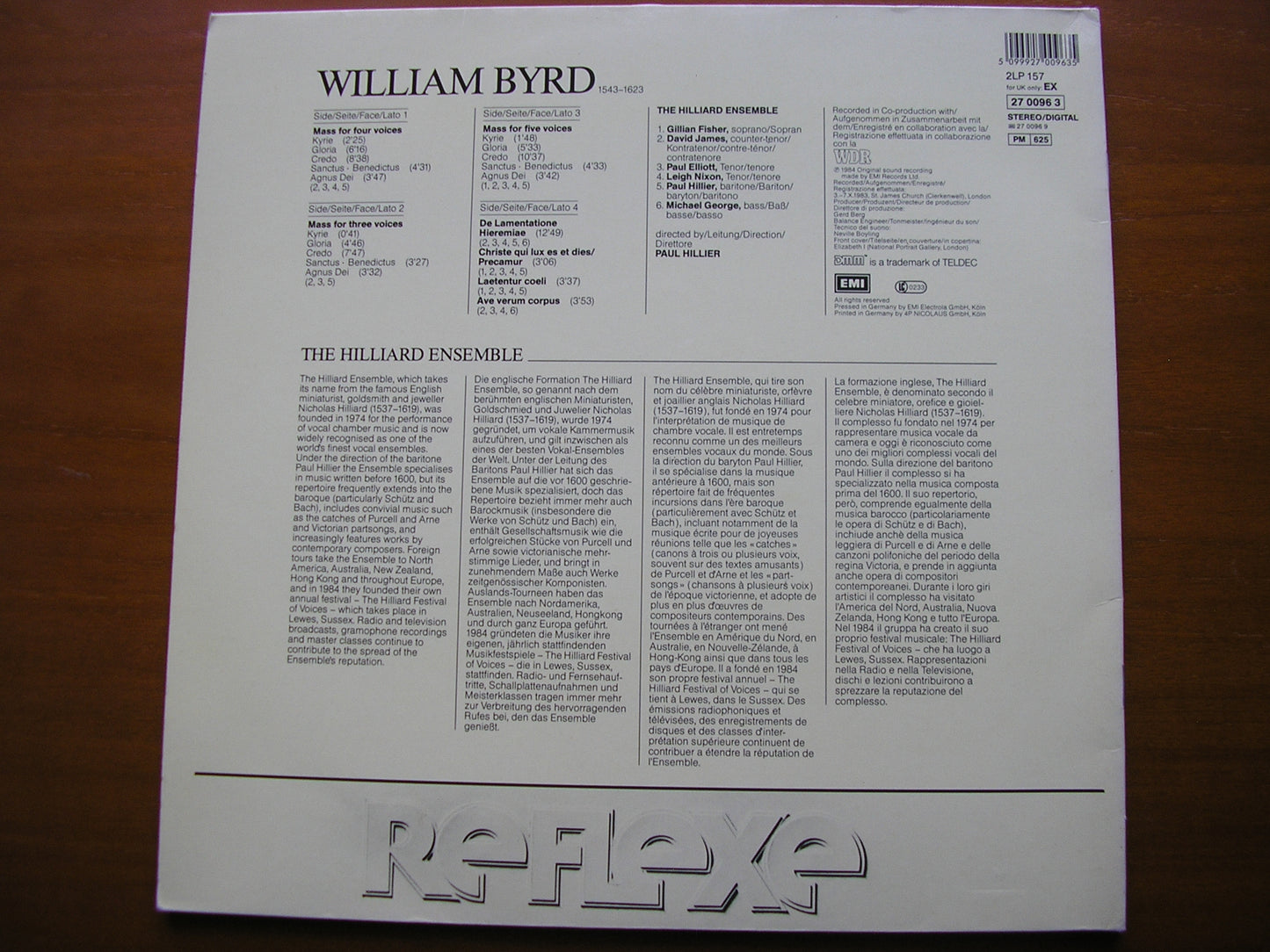 BYRD: MASSES / LAMENTATIONS / MOTETS THE HILLIARD ENSEMBLE 2 LP 270096