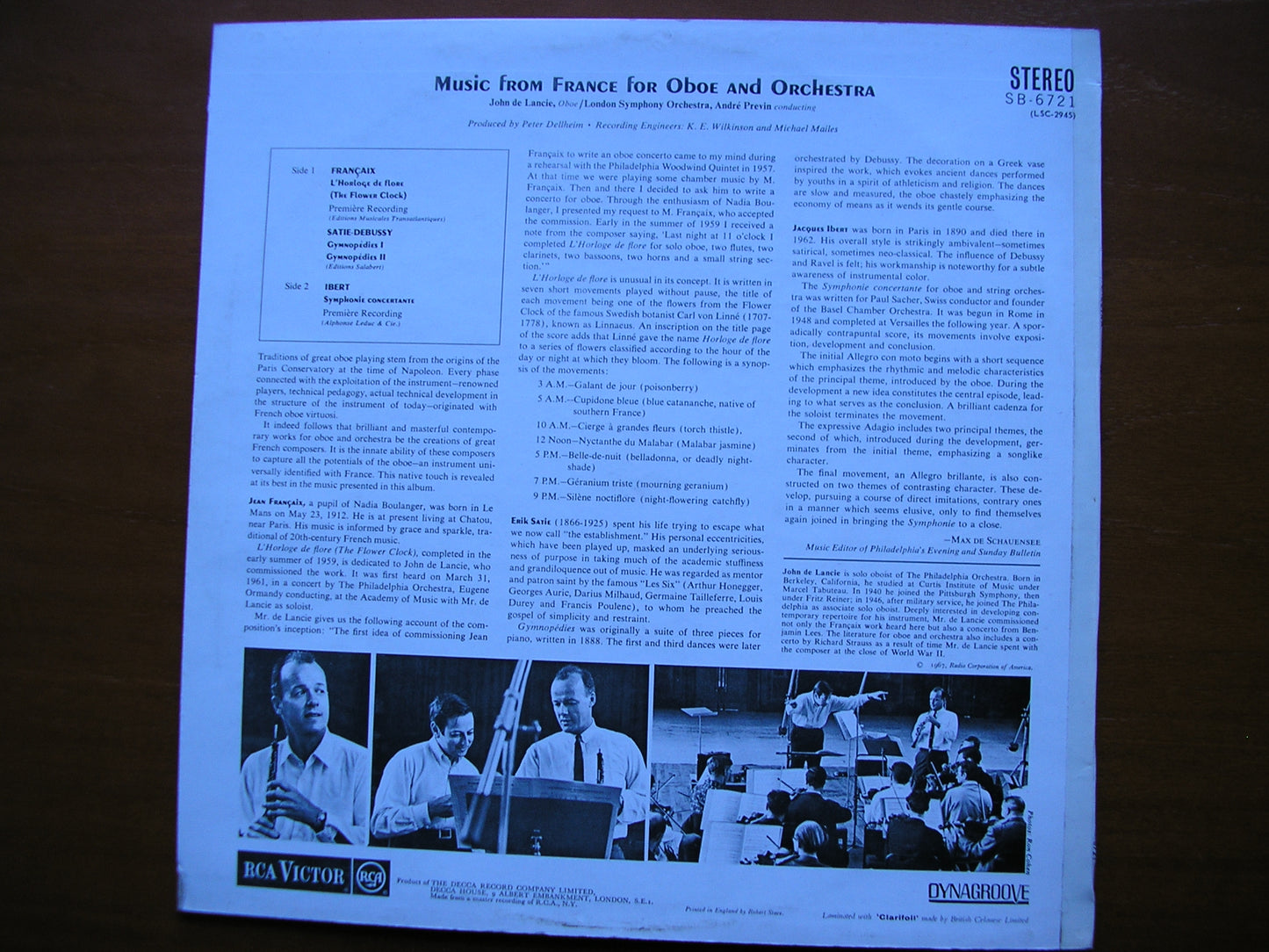 FRENCH MUSIC FOR OBOE & ORCHESTRA de LANCIE / LONDON SYMPHONY / PREVIN SB 6721