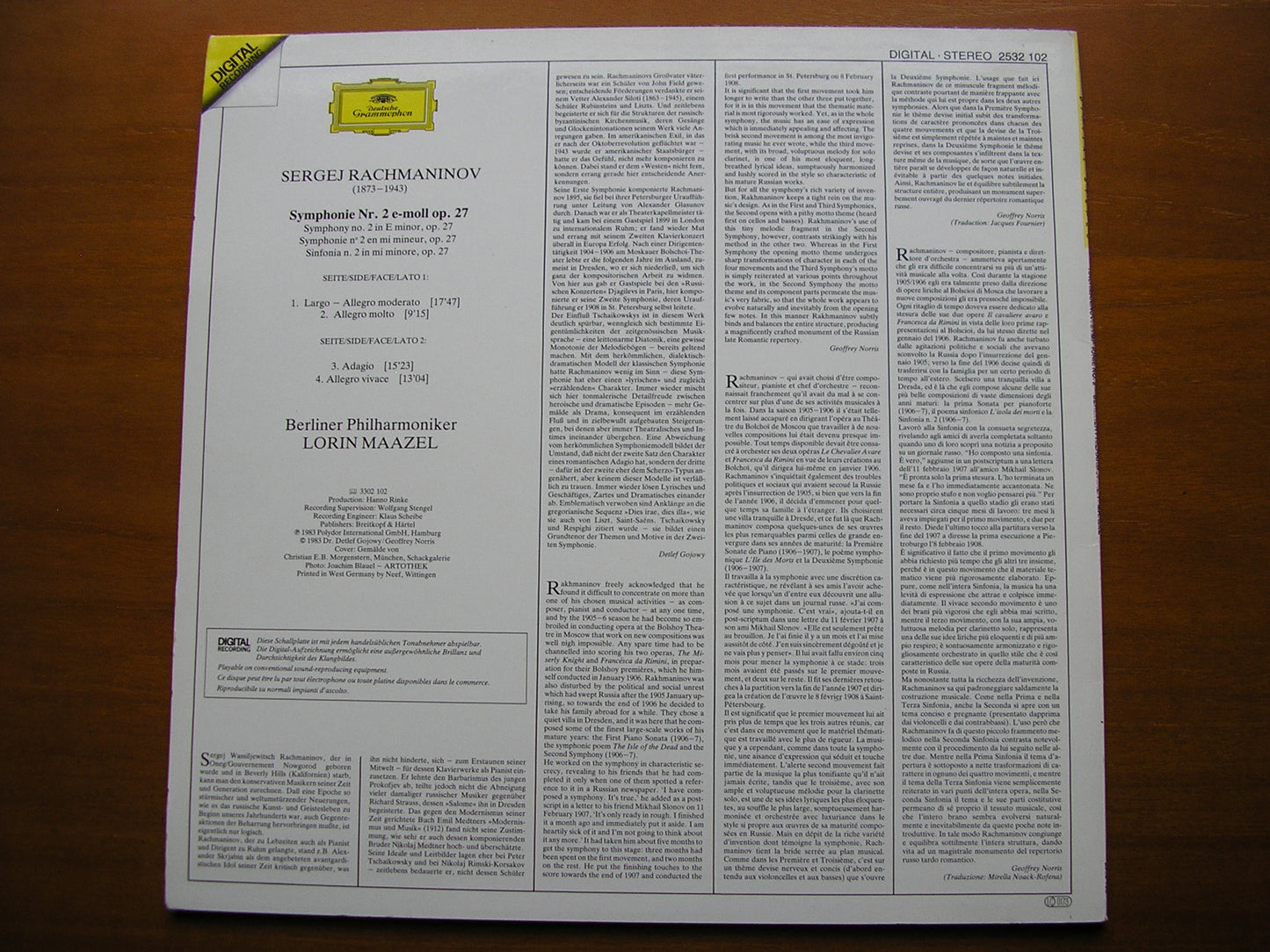 RACHMANINOV: SYMPHONY No. 2 MAAZEL / BERLIN PHILHARMONIC 2532 102