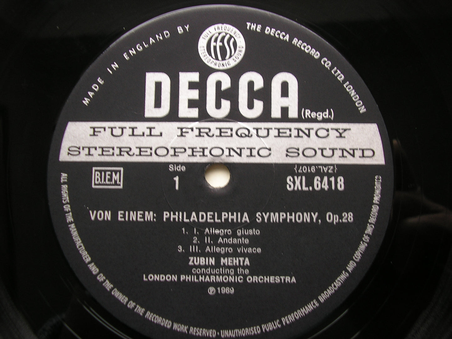 VON EINEM: PHILHADELPHIA SYMPHONY / SCHUBERT: UNFINISHED SYMPHONY KRIPS / VIENNA PHILHARMONIC SXL 6418