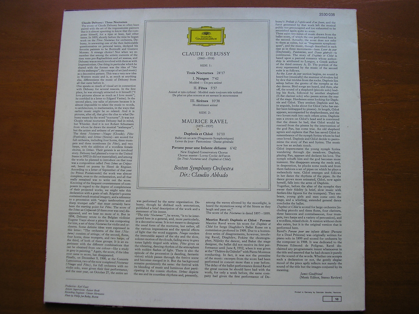 DEBUSSY: NOCTURNES / RAVEL: DAPHNIS & CHLOE Suite No. 2 / PAVANE ABBADO / BOSTON SYMPHONY 2530 038