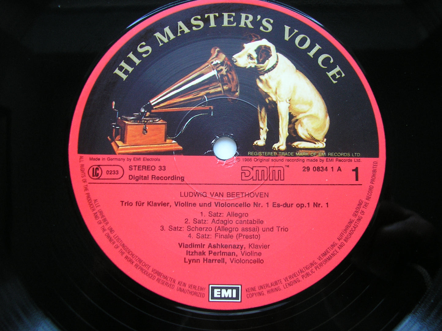 BEETHOVEN: THE PIANO TRIOS     ASHKENAZY / PERLMAN / HARRELL   4 LP    29 0834