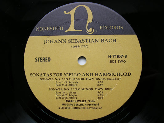 BACH: SONATAS FOR CELLO & HARPSICHORD BWV 1027/29 NAVARRA / GERLIN H-71107